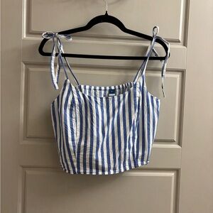 Old Navy Blue & White Striped Tie-Shoulder Camisole